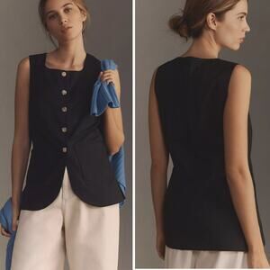 MAEVE Button Front Black Vest Size Small
